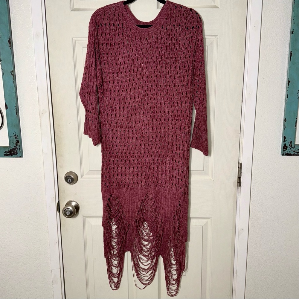 Sage & Flower Knit Burgundy Tunic/Dress Overlay Sz L/XL